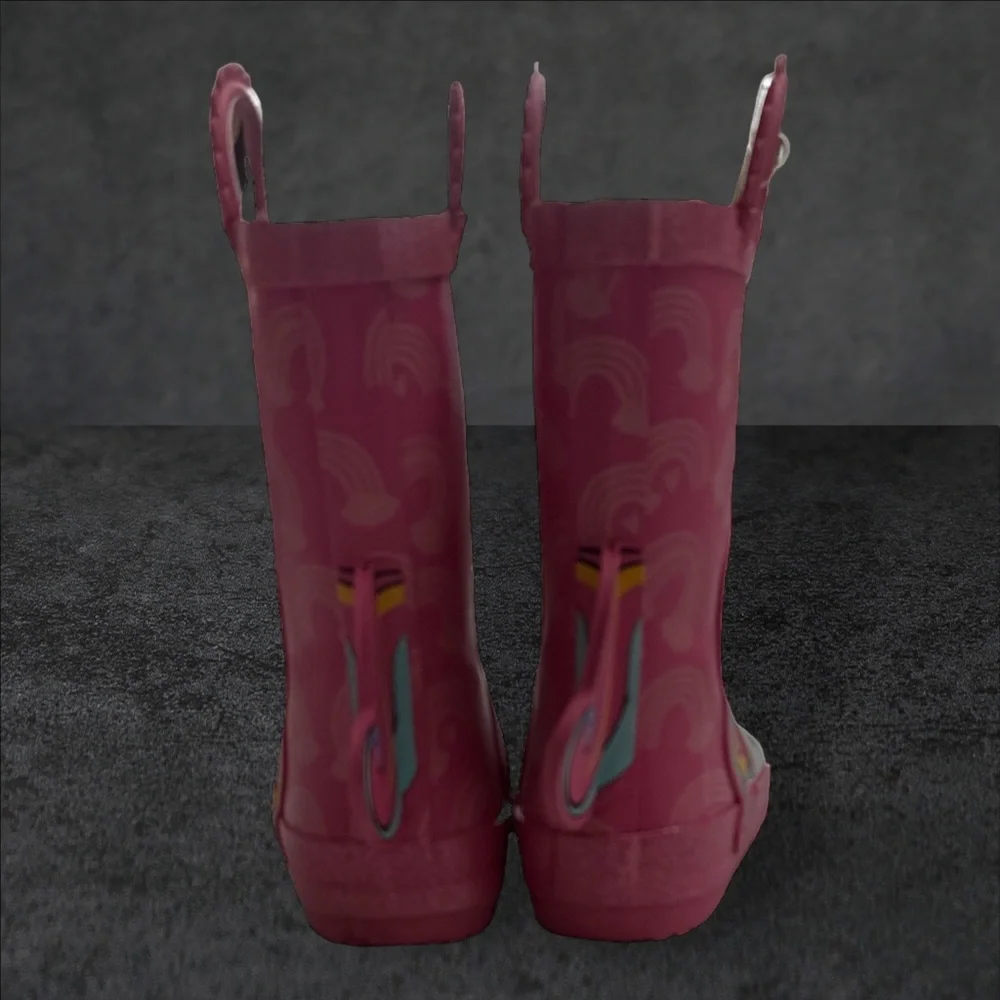 members mark Unicorn Rain Boots‎ Youth Toddler Girls Pink Rubber Rainbow sz 7/8